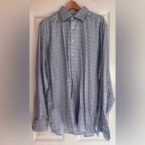 Eton Men's Light Blue Plaid Dress Shirt